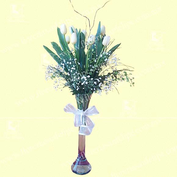 Yarda De Cristal Con 10 Tulipanes